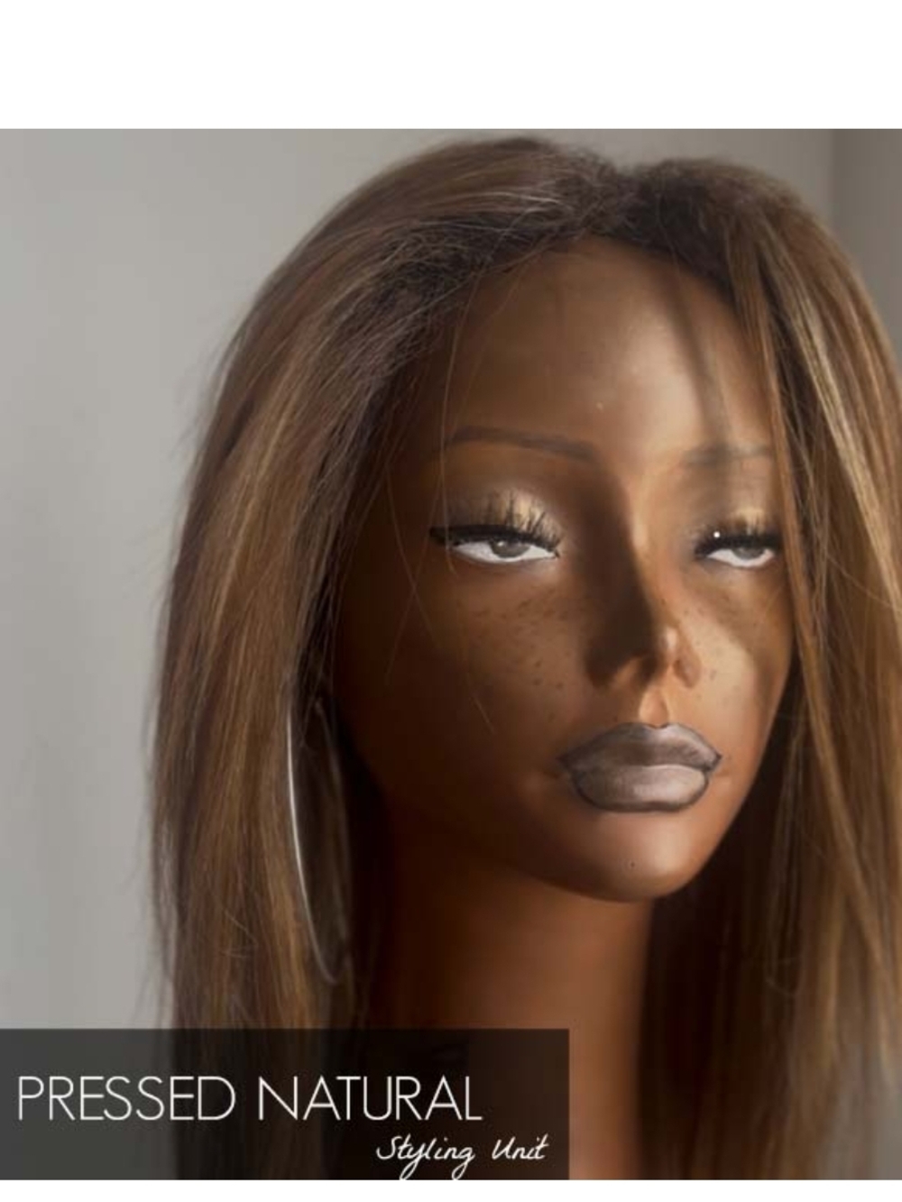 NIB Fingercomber Silk Pressed Natural Styling Unit - Bellini Bronze Wig